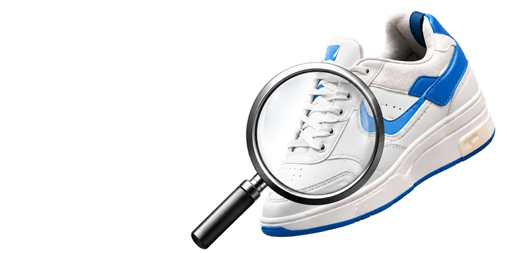 Trainer and magnifying glass illustration