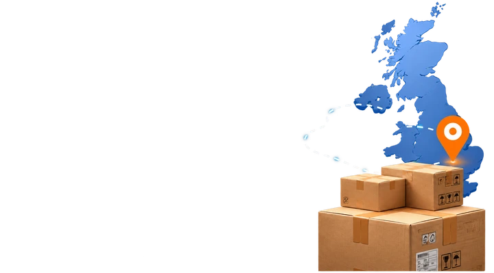 Parcels and UK delivery map illustration